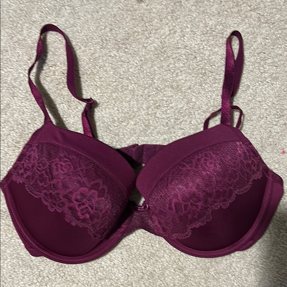 Lace Trim Purple Bra